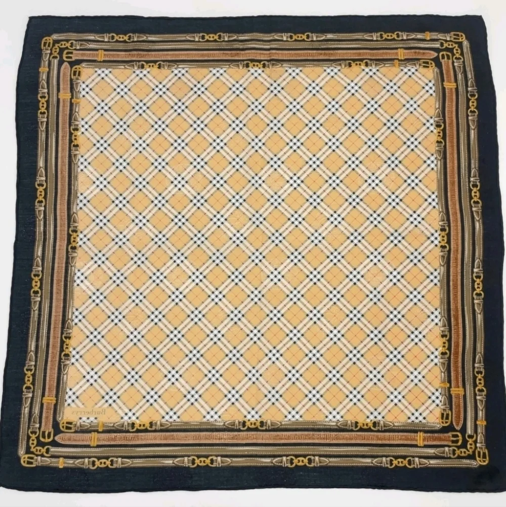 BURBERRYS Plaid and Chain Print Vintage Scarf